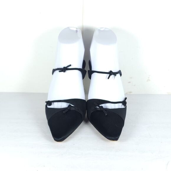 Manolo Blahnik Women's EU36 US6 Black Satin Pointed Toe Stiletto Mules Pumps - Picture 3 of 16